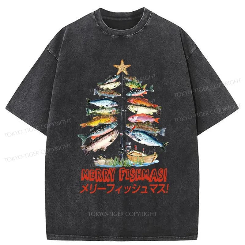 Tokyo-Tiger Christmas Tree Fish Washed T-Shirt