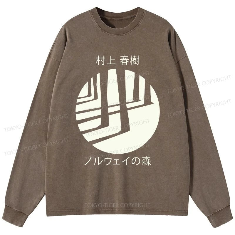 Tokyo-Tiger Norwegian Wood By Haruki Murakami Washed Long Sleeve T-Shirt