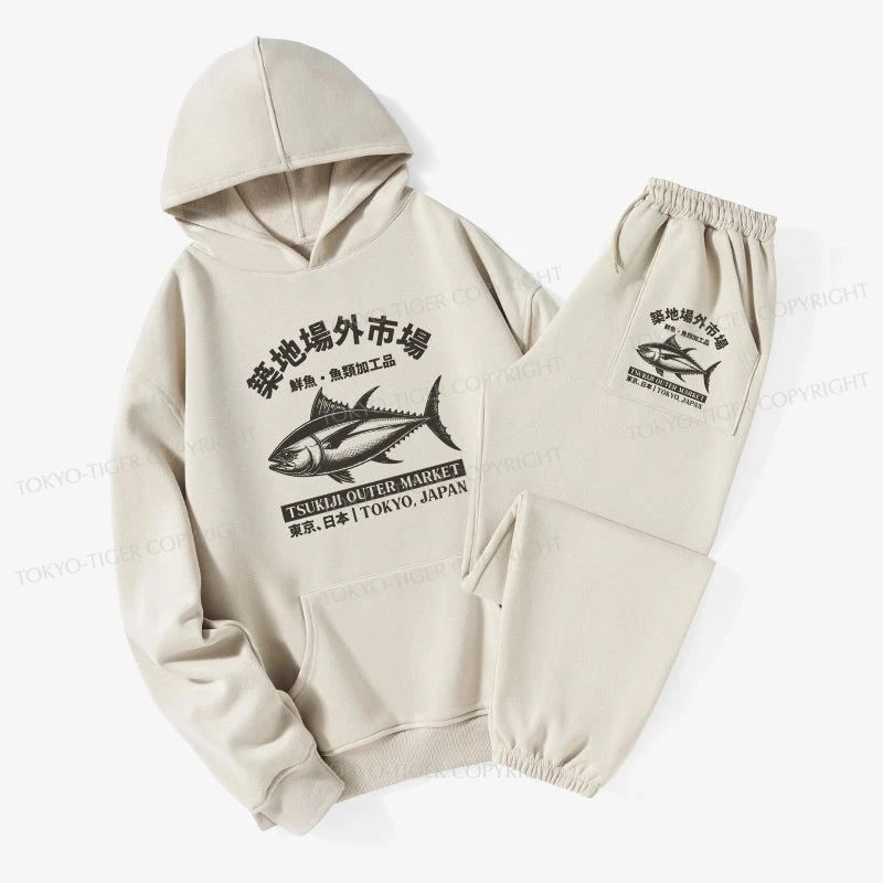 Tokyo-Tiger Sakana Tsukiji Fish Market Fleece Lined Hoodie Set