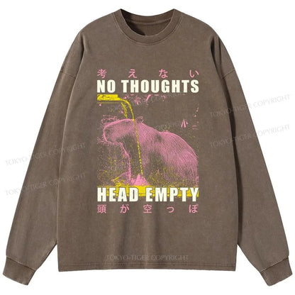 Tokyo-Tiger No Thoughts Head Empty Washed Long Sleeve T-Shirt