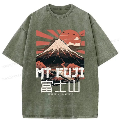 Tokyo-Tiger Mount Fuji Japanese Washed T-Shirt