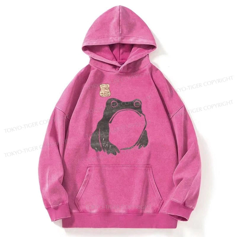 Tokyo-Tiger Matsumoto Hoji Woodblock Print Frog Washed Hoodie