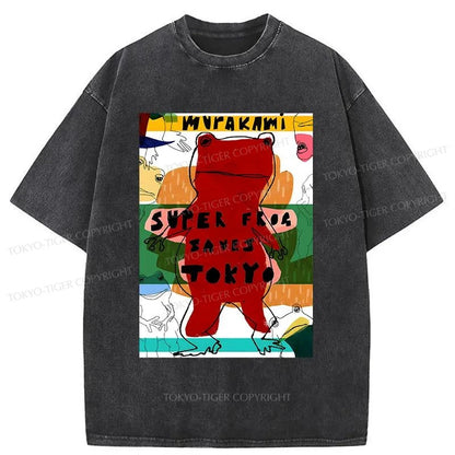 Tokyo-Tiger Super Frog Saves Tokyo Washed T-Shirt