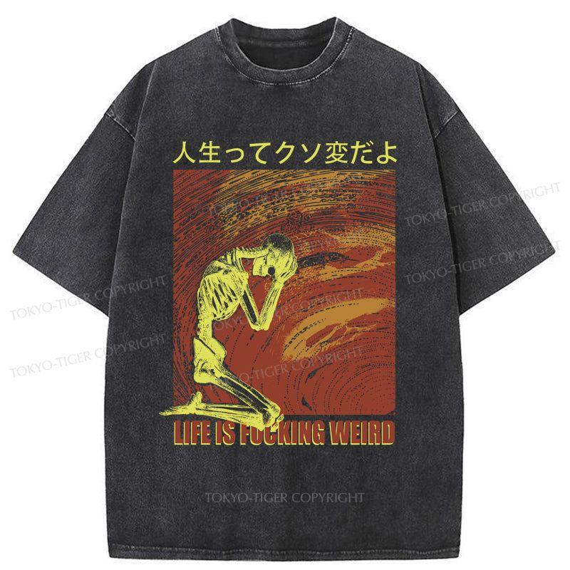 Tokyo-Tiger Skeleton Life is Fu Washed T-Shirt