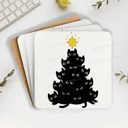 Tokyo-Tiger Black Cat Christmas Tree Coaster