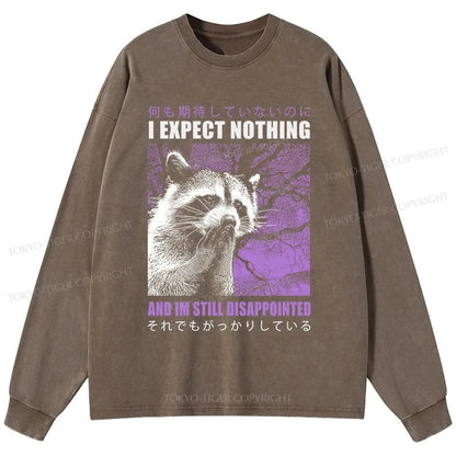 Tokyo-Tiger Disappointed Raccoon Japanese Washed Long Sleeve T-Shirt