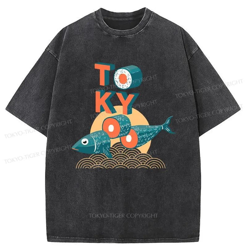 Tokyo-Tiger Japanese Tokyo Tuna Washed T-Shirt