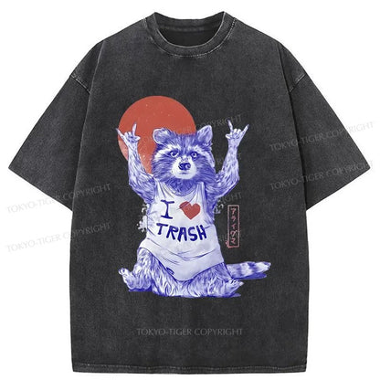 Tokyo-Tiger I love Trash Washed T-Shirt