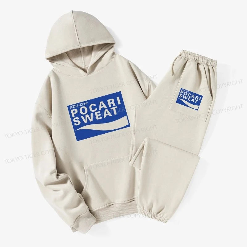 Tokyo-Tiger POCARI SWEAT Logo Fleece Lined Hoodie Set