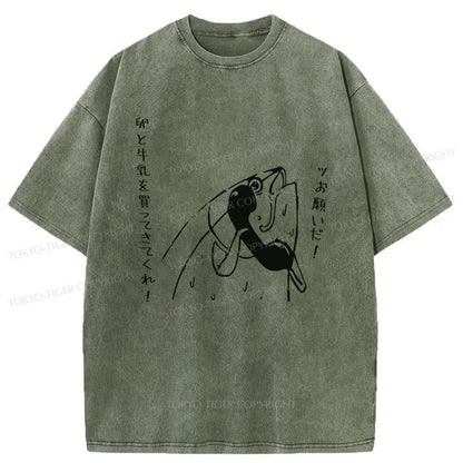 Tokyo-Tiger A Fish On The Phone Washed T-Shirt