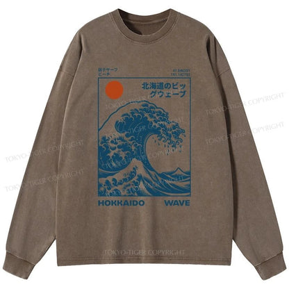 Tokyo-Tiger Hokkaido Wave Japan Washed Long Sleeve T-Shirt