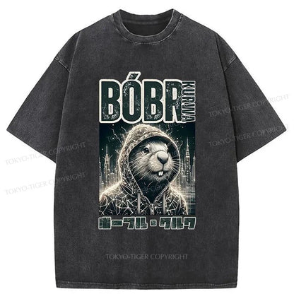 Tokyo-Tiger Bóbr Kurwa Japanese Washed T-Shirt