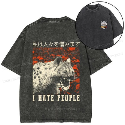 Tokyo-Tiger A Hyena That Hates Humans Front Back Washed T-Shirt