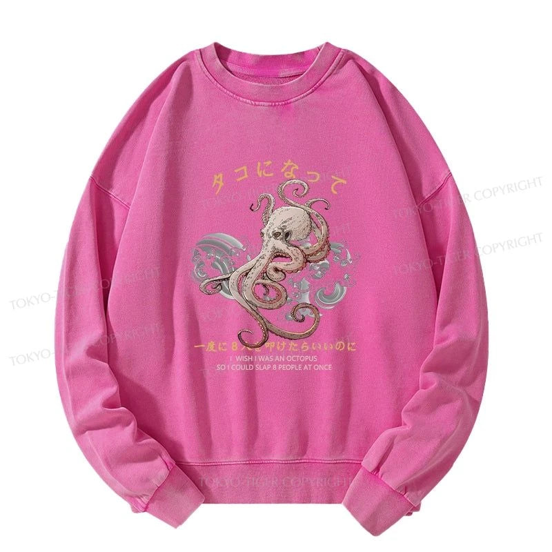 Tokyo-Tiger I Wish I Was An Octopus Washed Sweatshirt