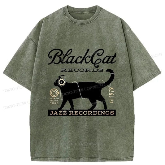 Tokyo-Tiger Black Cat Japan Washed T-Shirt