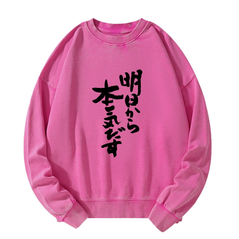 Tokyo-Tiger I'm Going To Get Serious Tomorrow Japan Washed Sweatshirt