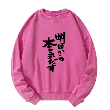 Tokyo-Tiger I'm Going To Get Serious Tomorrow Japan Washed Sweatshirt