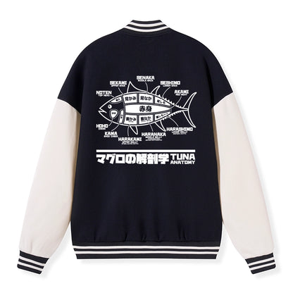 Tokyo-Tiger Tuna Dissection Map Japanese Embroidery Varsity Jacket