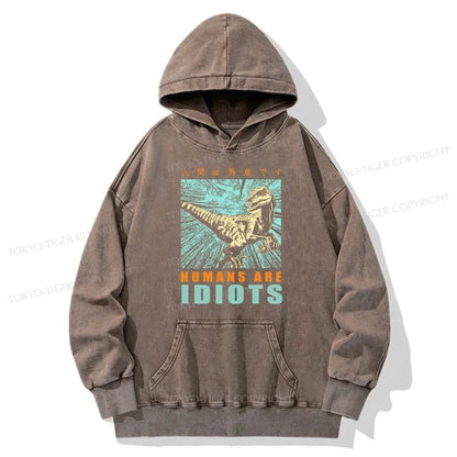 Tokyo-Tiger Mocking Dinosaurs Japanese Washed Hoodie