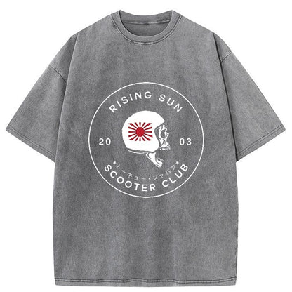 Tokyo-Tiger Rising Sun Scooter Club Washed T-Shirt