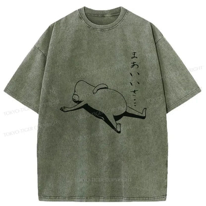 Tokyo-Tiger Lying Flat Frog Washed T-Shirt