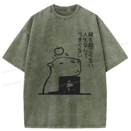 Tokyo-Tiger The Cozy Capybara Washed T-Shirt