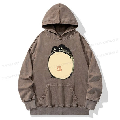 Tokyo-Tiger Grumpy Frog Japanese Washed Hoodie