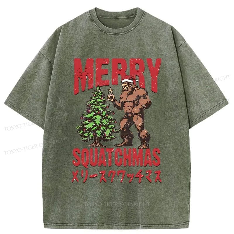 Tokyo-Tiger Monkey Takes Off Christmas Star Washed T-Shirt