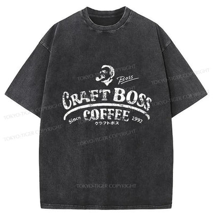 Tokyo-Tiger Craft Boss Coffee Logo Washed T-Shirt