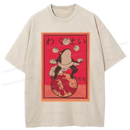 Tokyo-Tiger Wakusei Frog Funny Washed T-Shirt