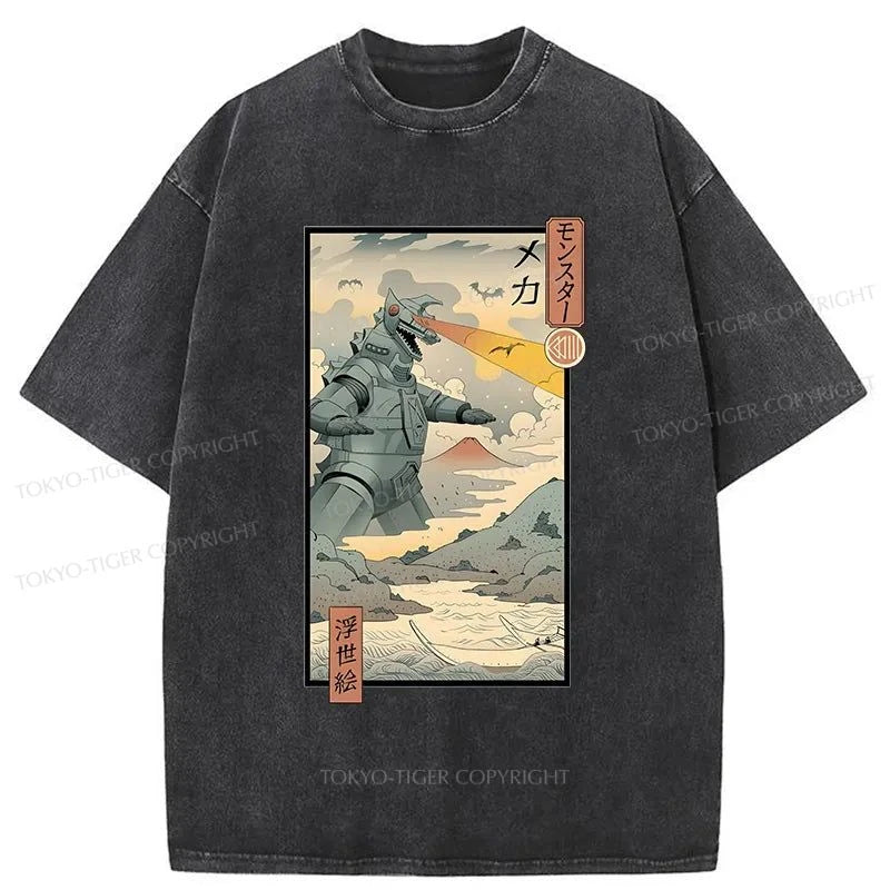 Tokyo-Tiger Ukiyo-e Robot Monster Washed T-Shirt