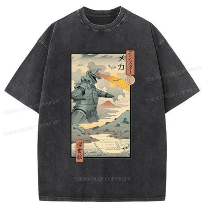 Tokyo-Tiger Ukiyo-e Robot Monster Washed T-Shirt