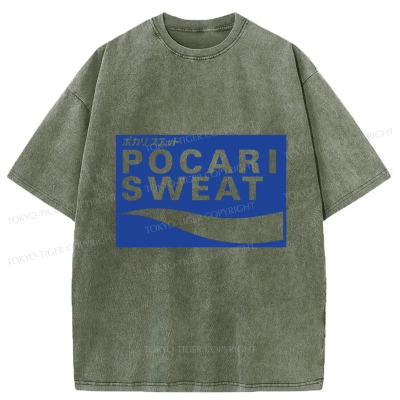 Tokyo-Tiger POCARI SWEAT Logo Washed T-Shirt