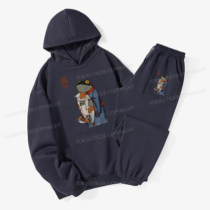 Tokyo-Tiger The Frog Holds The Cat Fleece Lined Hoodie Set