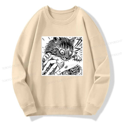 Tokyo-Tiger Creepy Cat Anime Horror Anteater Sweatshirt