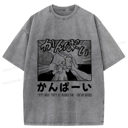 Tokyo-Tiger Let's Drink Japanese Washed T-Shirt