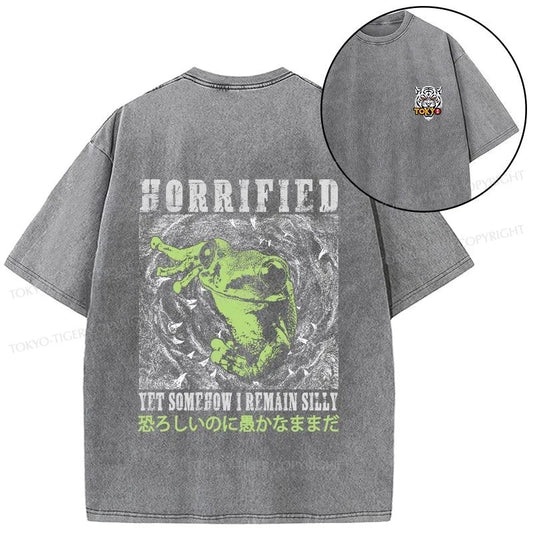 Tokyo-Tiger Silly Frog Japanese Front Back Washed T-Shirt