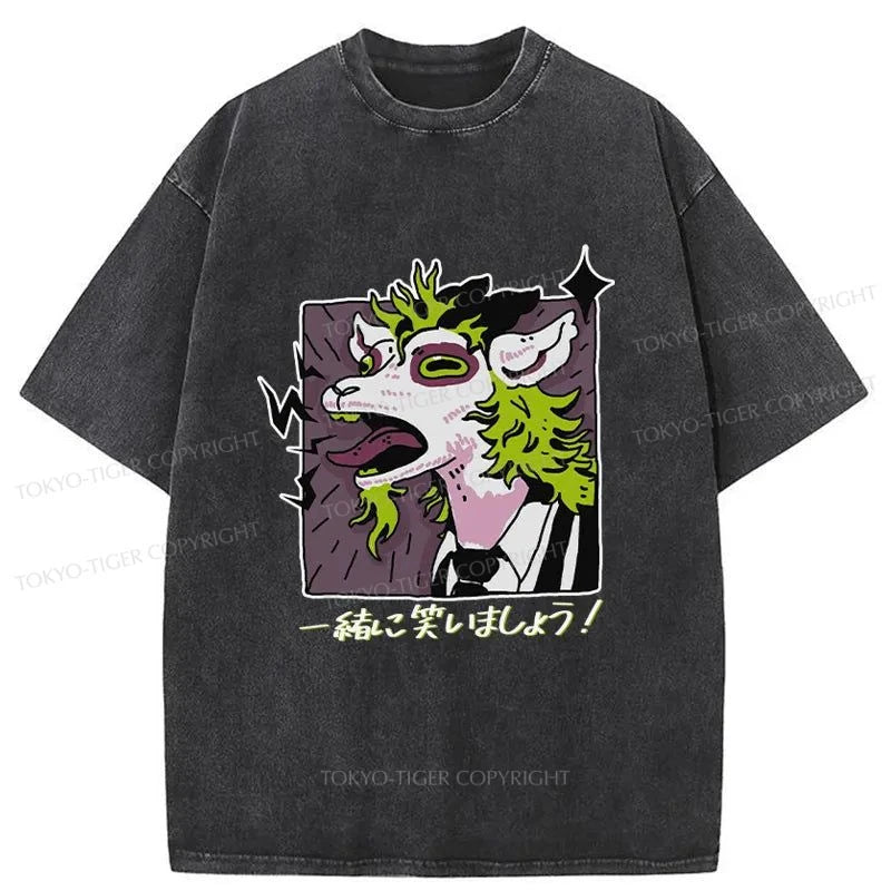 Tokyo-Tiger Goat Laughs Japanese Washed T-Shirt