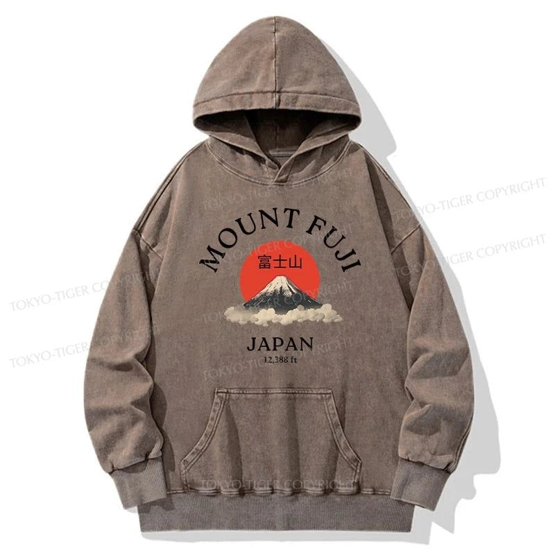 Tokyo-Tiger Japan Mount Fuji Sun Unisex Washed Hoodie