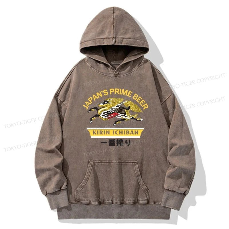 Tokyo-Tiger Kirin Ichiban Beer Logo Japanese Washed Hoodie