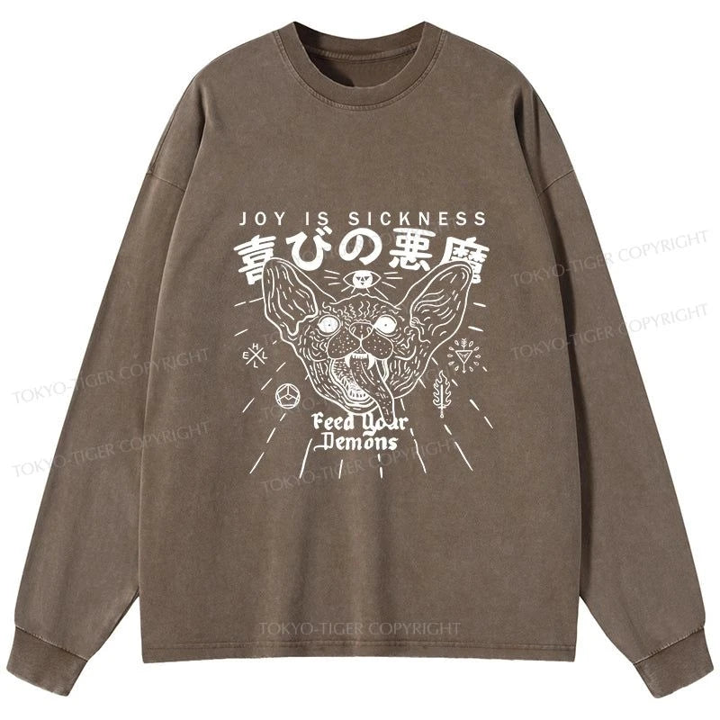 Tokyo-Tiger Joy Is Sickness Washed Long Sleeve T-Shirt