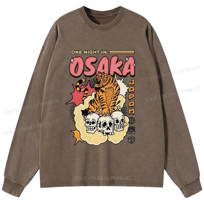 Tokyo-Tiger Osaka Tiger Washed Long Sleeve T-Shirt