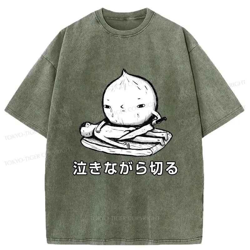 Tokyo-Tiger Crying Onion Japanese Washed T-Shirt