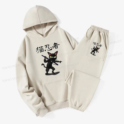 Tokyo-Tiger Ninja Cat Fleece Lined Hoodie Set