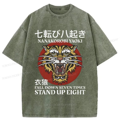 Tokyo-Tiger Retro Tiger Japanese Washed T-Shirt