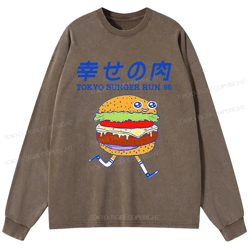 Tokyo-Tiger Tokyo Burger Run Japanese Washed Long Sleeve T-Shirt