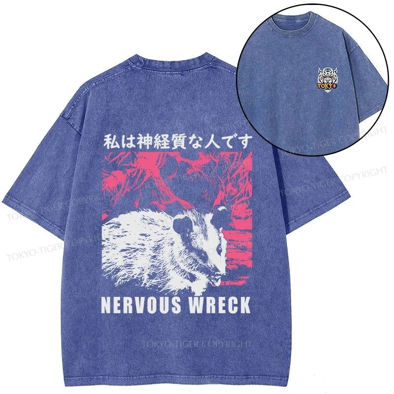 Tokyo-Tiger Nervous Wreck Front Back Washed T-Shirt