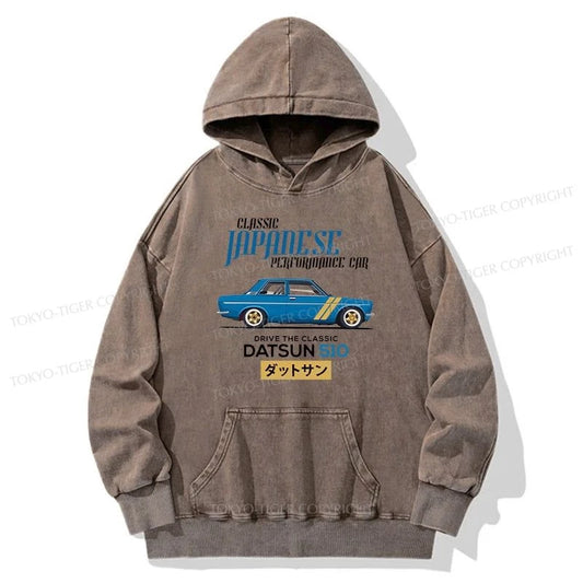 Tokyo-Tiger Datsun 510 - Classic Japanese Car Washed Hoodie