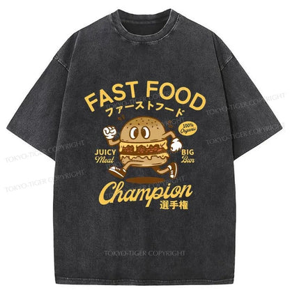 Tokyo-Tiger Fast Food Japanese Washed T-Shirt