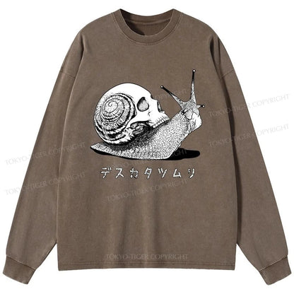 Tokyo-Tiger Death Snail Manga Washed Long Sleeve T-Shirt